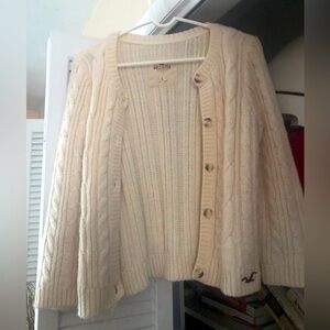 Cream Hollister Cardigan Sweater